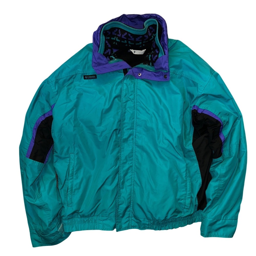 Vintage Columbia Bugaboo Jacket Mens XXL Teal Purple Radial Sleeve 90s Retro